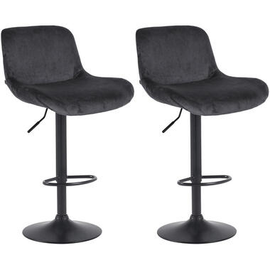 CLP Lot de 2 Tabouret de bar Solon Noir mat Cadre - Velours - Noir product