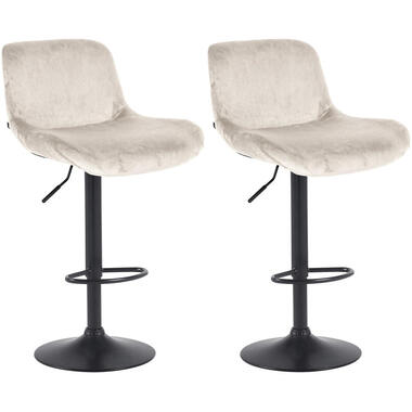 CLP Lot de 2 Tabouret de bar Solon Noir mat Cadre - Velours - Crème product