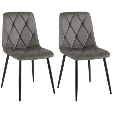 CLP Lot de 2 chaise salle à manger Clairton Noir Cadre - Velours - Anthracite product