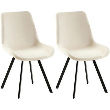 CLP Lot de 2 chaise salle à manger Lewes Noir Cadre - Velours - Crème product