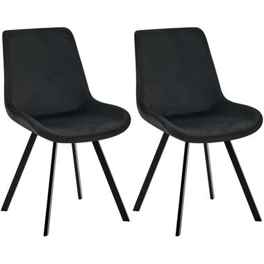 CLP Lot de 2 chaise salle à manger Lewes Noir Cadre - Velours - Noir product
