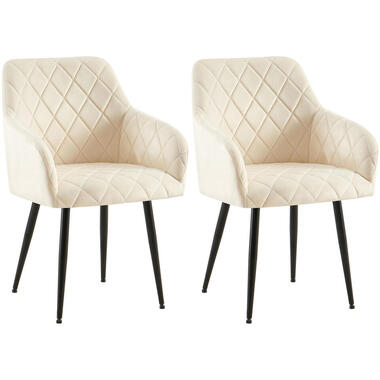CLP Lot de 2 chaise salle à manger Monett Noir Cadre - Velours - Crème product