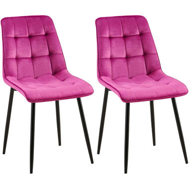 CLP Lot de 2 chaise salle à manger Gifford Noir mat Cadre - Velours - Violet product
