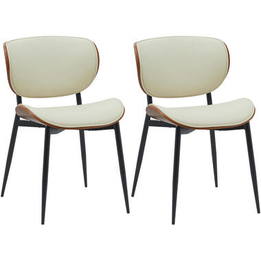 CLP Set van 2 Eetkamerstoel Enid Kunstleer - walnoot/creme product
