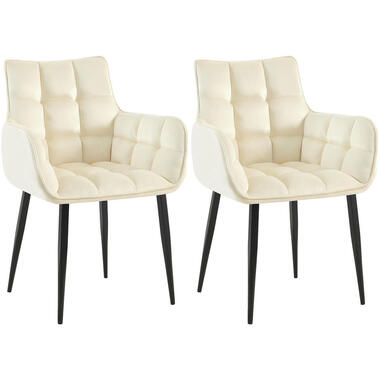 CLP Lot de 2 chaise salle à manger Tirana Noir Cadre - Velours - Crème product