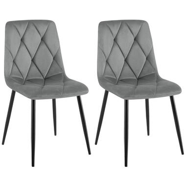 CLP Lot de 2 chaise salle à manger Clairton Noir Cadre - Velours - Gris foncé product