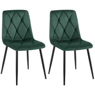 CLP Lot de 2 chaise salle à manger Clairton Noir Cadre - Velours - Vert product