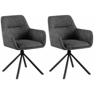 CLP Set van 2 Eetkamerstoel Tipton zwart Frame - Stof - donkergrijs product