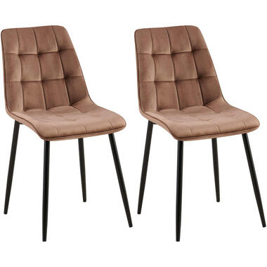 CLP Lot de 2 chaise salle à manger Gifford Noir mat Cadre - Velours - Marron product