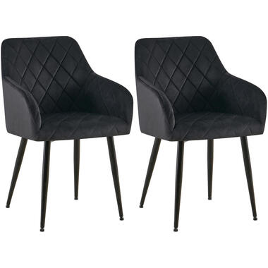 CLP Set van 2 Eetkamerstoel Monett zwart Frame - Fluweel - zwart product