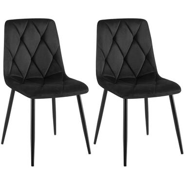 CLP Lot de 2 chaise salle à manger Clairton Noir Cadre - Velours - Noir product