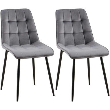 CLP Lot de 2 chaise salle à manger Gifford Noir mat Cadre Velours Gris foncé product