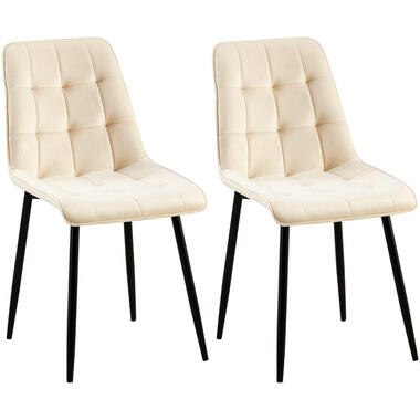 CLP Lot de 2 chaise salle à manger Gifford Noir mat Cadre - Velours - Crème product