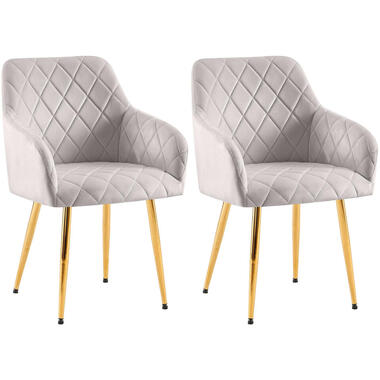 CLP Lot de 2 chaise salle à manger Monett Or Cadre - Velours - Gris product