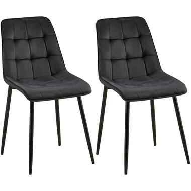 CLP Lot de 2 chaise salle à manger Gifford Noir mat Cadre - Velours - Noir product