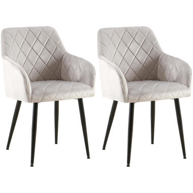 CLP Set van 2 Eetkamerstoel Monett zwart Frame - Fluweel - grijs product