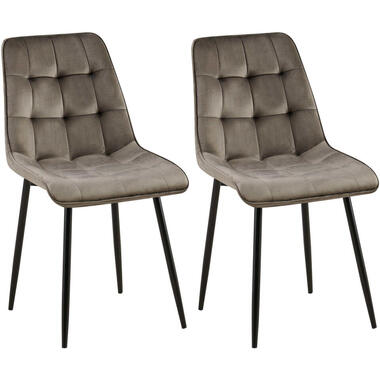 CLP Lot de 2 chaise salle à manger Gifford Noir mat Cadre Velours Anthracite product