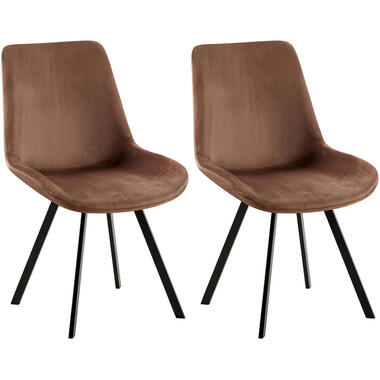 CLP Lot de 2 chaise salle à manger Lewes Noir Cadre - Velours - Marron product
