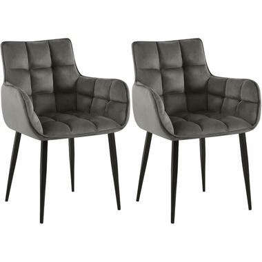 CLP Lot de 2 chaise salle à manger Tirana Noir Cadre - Velours - Anthracite product