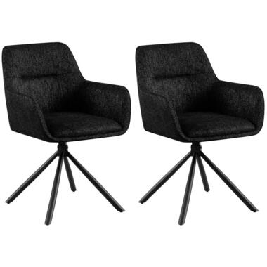 CLP Set van 2 Eetkamerstoel Tipton zwart Frame - Stof - zwart product