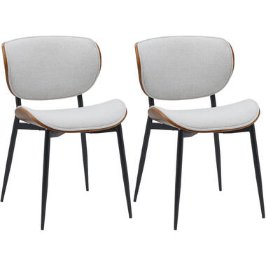 CLP Lot de 2 chaise salle à manger Enid Tissu - Noyer / Crème product