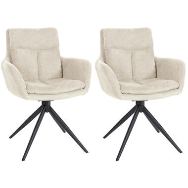 CLP Lot de 2 chaise salle à manger Vilas Noir Cadre - Tissu - Crème product