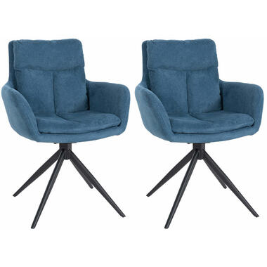 CLP Lot de 2 chaise salle à manger Vilas Noir Cadre - Tissu - Bleu product