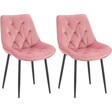 CLP Lot de 2 chaise salle à manger Wallace Noir Cadre - Velours - Rose product