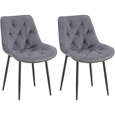 CLP Lot de 2 chaise salle à manger Wallace Noir Cadre - Velours - Gris foncé product