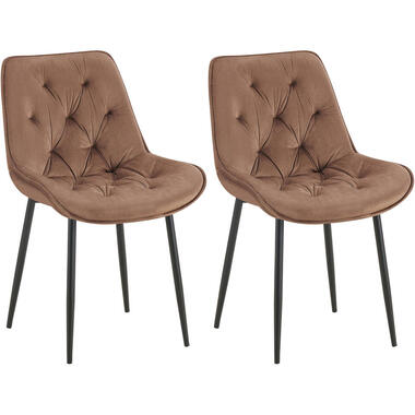 CLP Lot de 2 chaise salle à manger Wallace Noir Cadre - Velours - Marron product