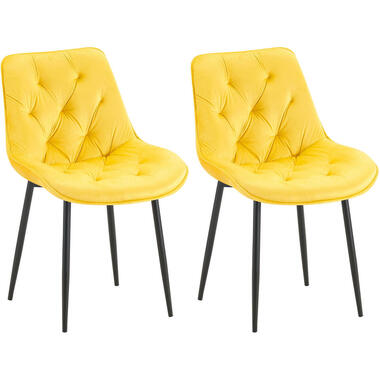 CLP Set van 2 Eetkamerstoel Wallace zwart Frame - Fluweel - geel product