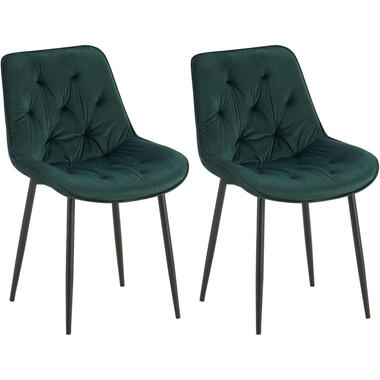 CLP Lot de 2 chaise salle à manger Wallace Noir Cadre - Velours - Vert product