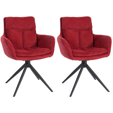 CLP Lot de 2 chaise salle à manger Vilas Noir Cadre - Tissu - Rouge product