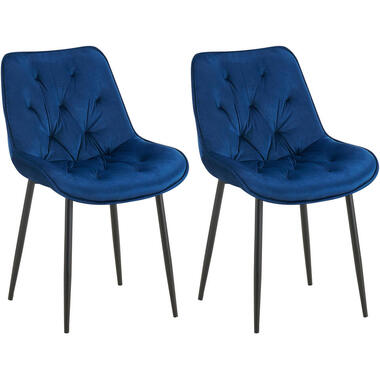 CLP Lot de 2 chaise salle à manger Wallace Noir Cadre - Velours - Bleu product