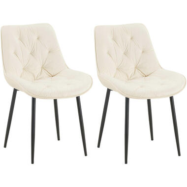 CLP Set van 2 Eetkamerstoel Wallace zwart Frame - Fluweel - creme product
