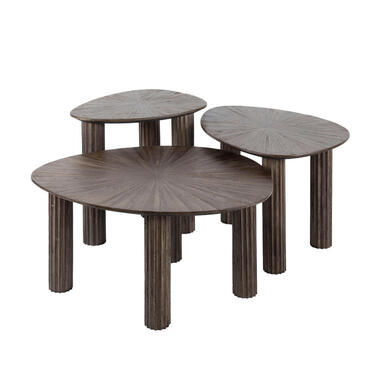 Fraaai - Alistair bijzettafel set van 3 driehoek Maya teak - bruin product