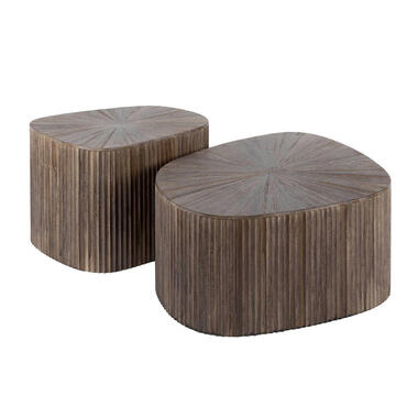Fraaai - Bea salontafel set van 2 XL driehoek Maya teak - bruin product