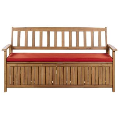 SOVANA - Tuinbank met opbergruimte - Lichthout/Rood - Acaciahout product