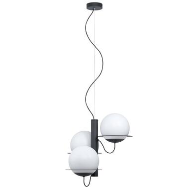EGLO Sabalete Hanglamp - E27 - Staal/Glas - Zwart/Wit product