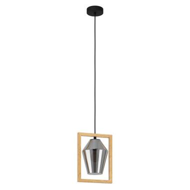 EGLO Viglioni Hanglamp - E27 - Hout/Staal/Glas - Zwart/Bruin product