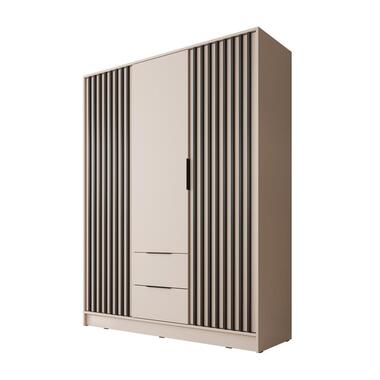 Meubella Armoire Nairobi - Beige - Noir - 155 cm product