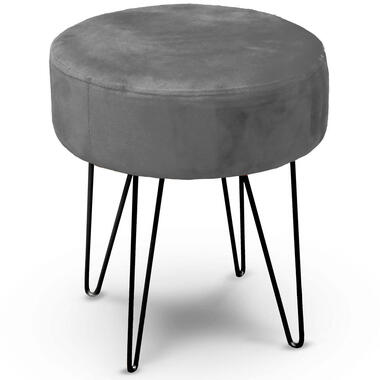 Unique Living Kruk Davy - velvet - grijs - metaal/stof - D35 x H40 cm product