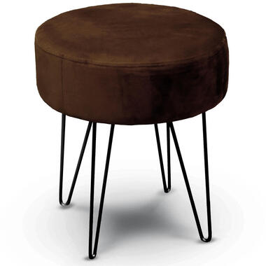 Unique Living Kruk - velvet - donkerbruin - metaal/stof - 35x40cm product