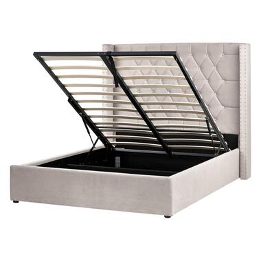 LUBBON - Bed met opbergruimte - Taupe - 140 x 200 cm - Fluweel product