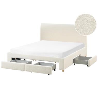 Lit avec tiroirs de rangement Bouclé SOUTRIN 160 x 200 cm Blanc cassé product