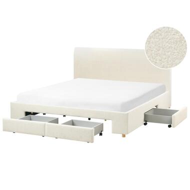 SOUTRIN - Tweepersoonsbed met opbergruimte - Off-white - 180 x 200 cm - Bouclé product