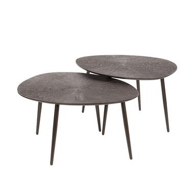 Table basse bronze métal set de 2 76x61x43cm - Ray product
