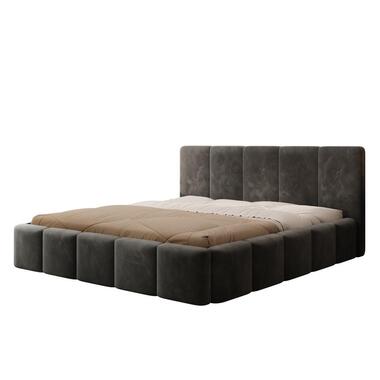 Meubella Lit double Excalibur - Velours noir - 180x200 cm product