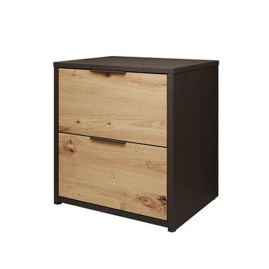Meubella Table de chevet Augustus - Chêne - Noir - 44 cm - Lot de 2 product