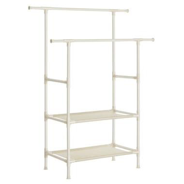 kledingrek, kapstok van metaal, met 2 kledingstangen, 1 plank product